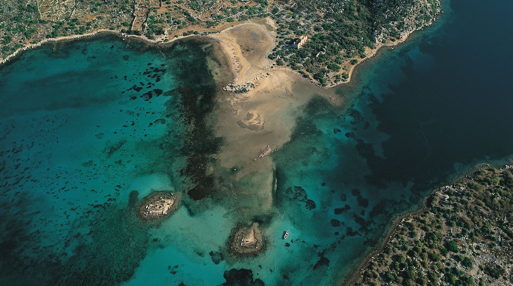Aerial view of Yesilova Sombeki Bay , Bozburun , Marmaris Turkey