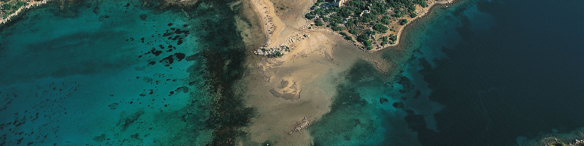 Aerial view of Yesilova Sombeki Bay , Bozburun , Marmaris Turkey