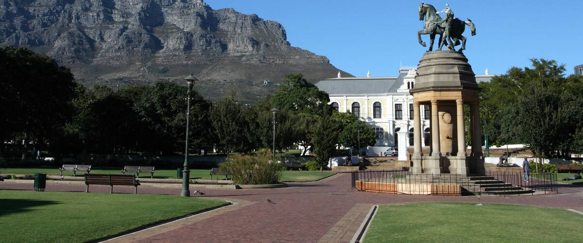 The Company Gardens in Cape Town with Table Mountain in the background.