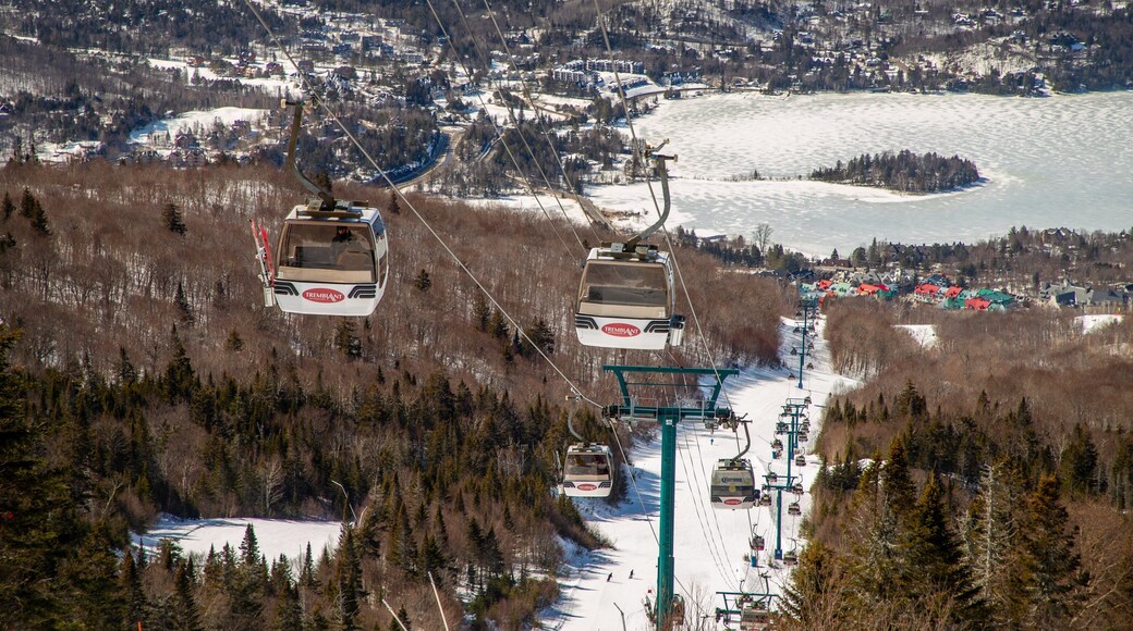 Express Gondola showing landscape views, snow and a gondola