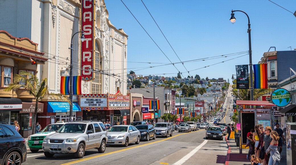 Castro Theatre showing a small town or village and street scenes