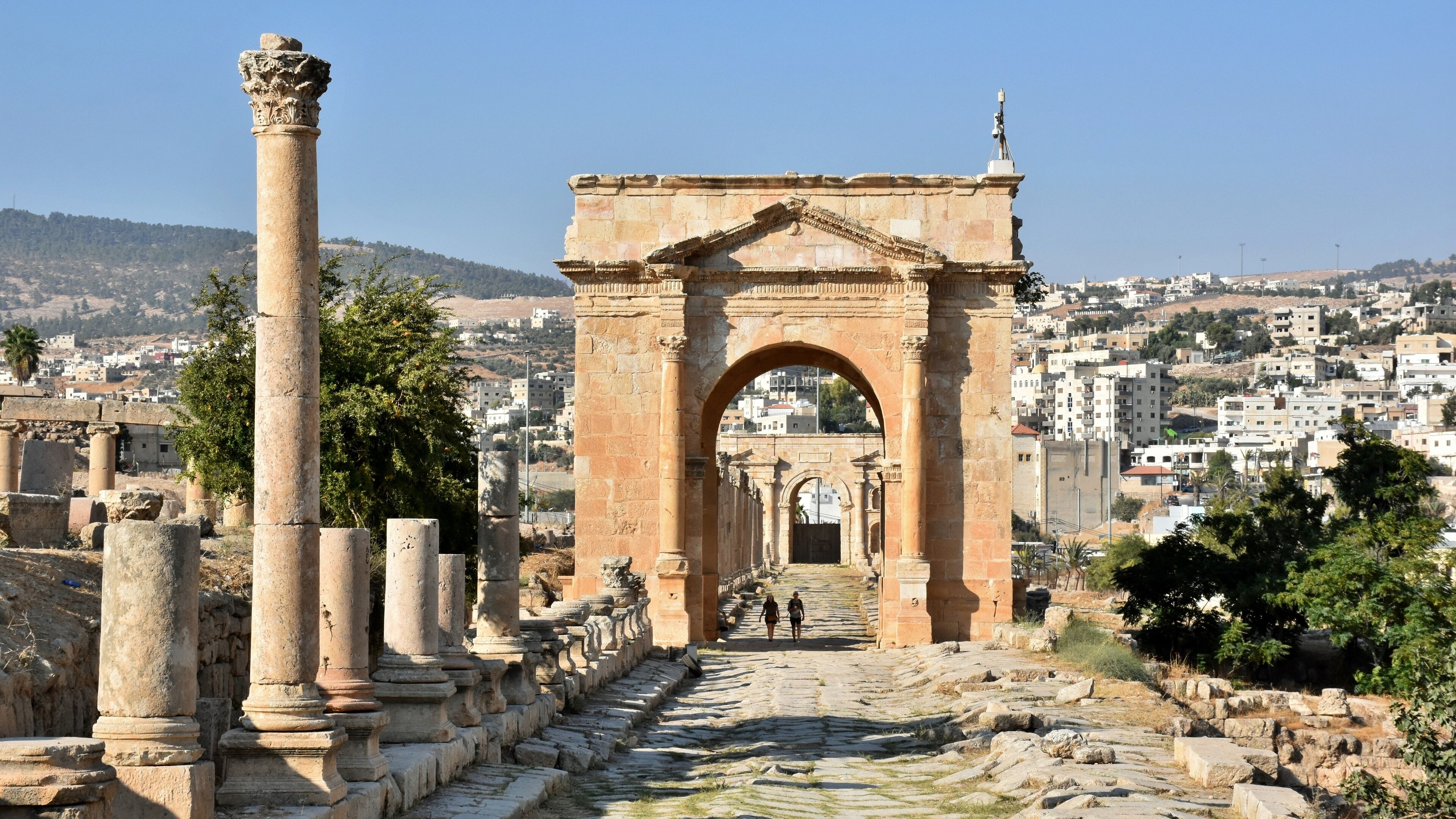 Walking along the Colonnaded Street in Jarash. This must have been amazing during its time