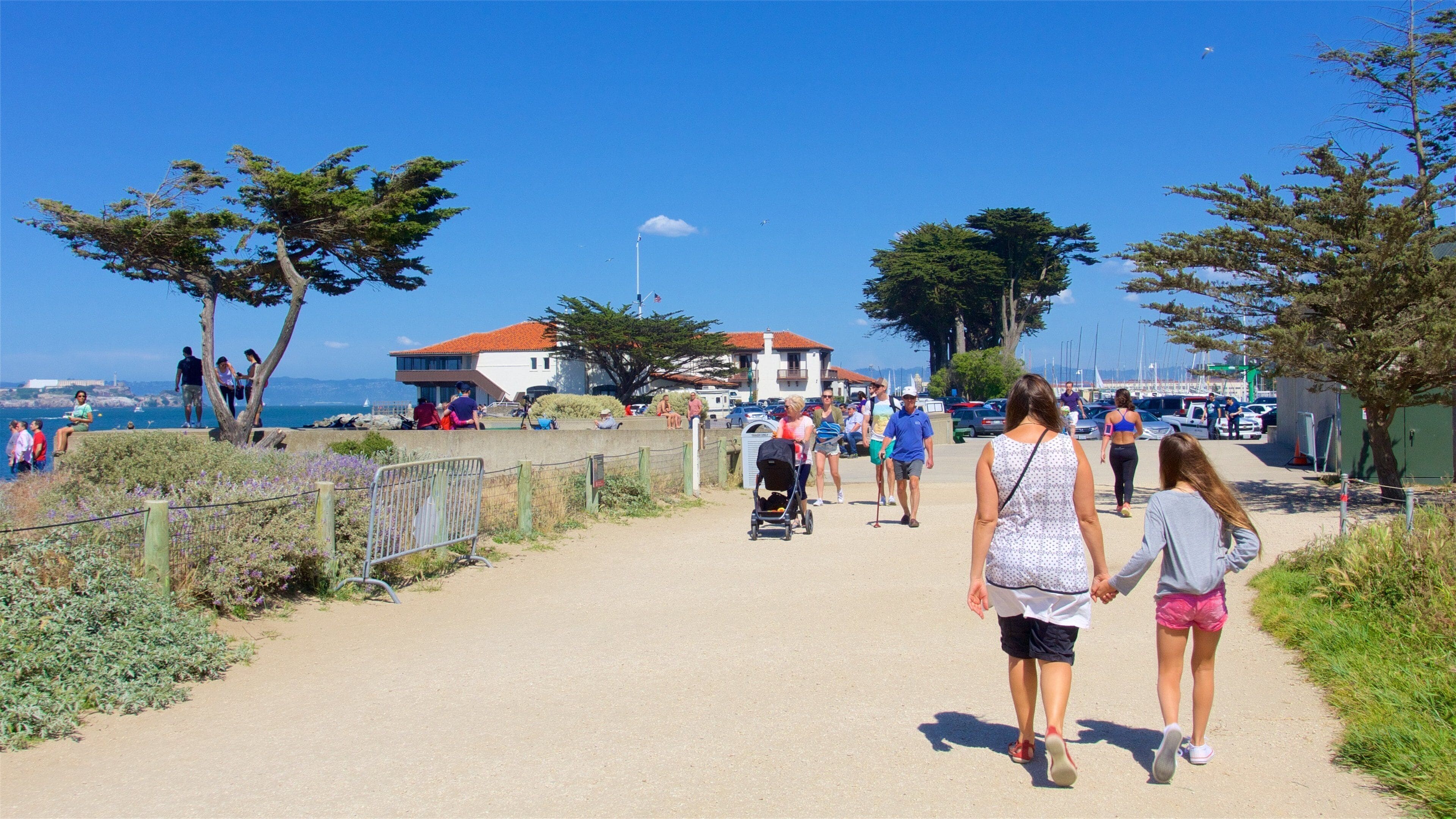 Crissy Field which includes a sandy beach as well as a family