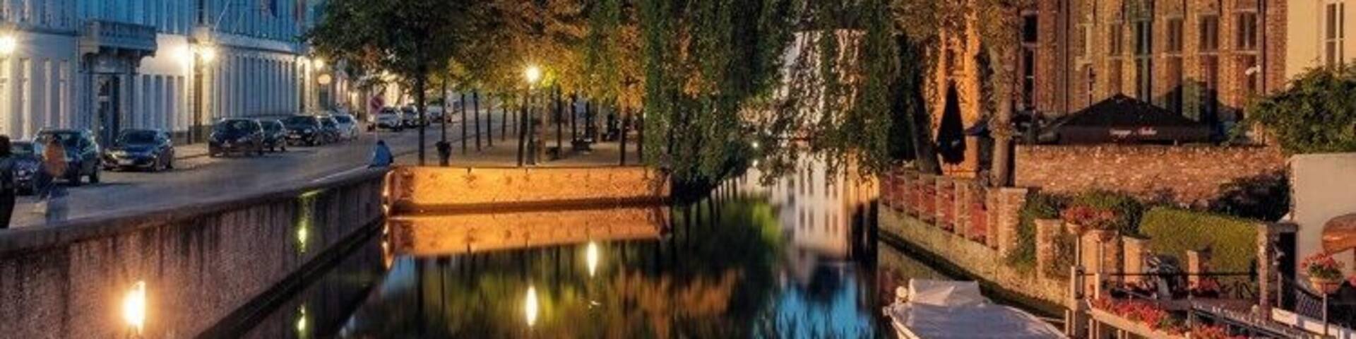 Bruge's canals are a great place to photograph reflections.
Here is the Church of Our Lady Bruges