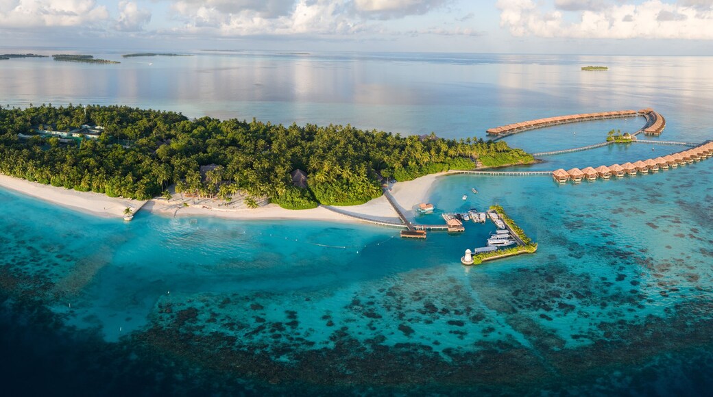 Aerial views of Gaafu Dhaalu Atoll Maguhdhuvaa Island, Maldives