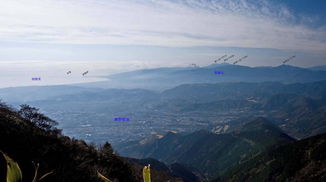 丹沢山地・二ノ塔付近より秦野盆地(手前) と箱根山(奥)