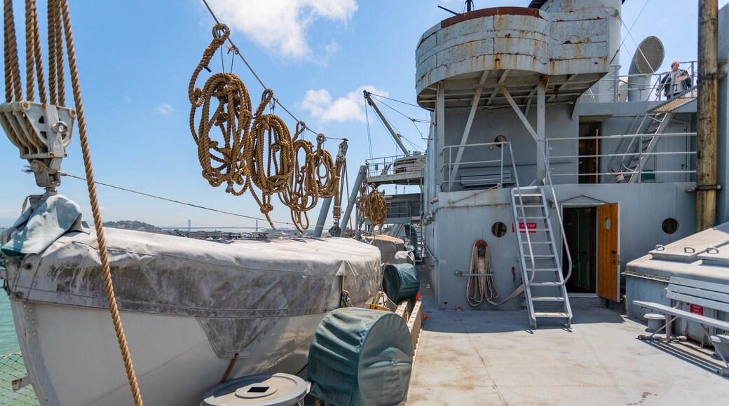SS Jeremiah O\'Brien showing a marina