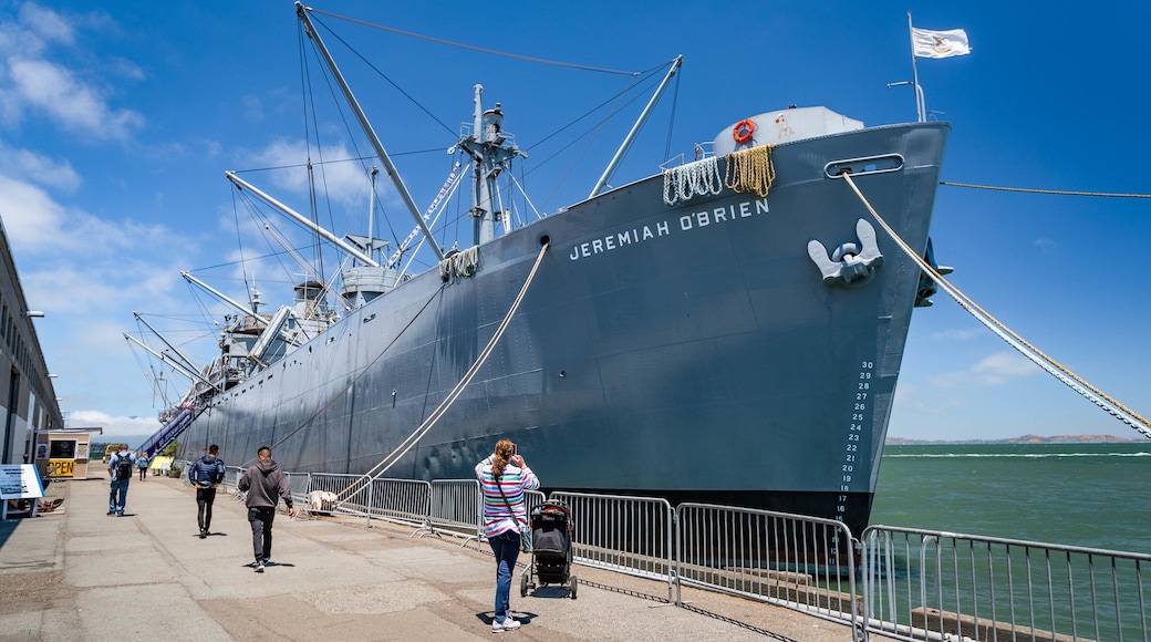 SS Jeremiah O\'Brien showing a marina
