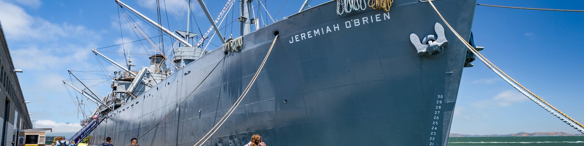 SS Jeremiah O\'Brien showing a marina