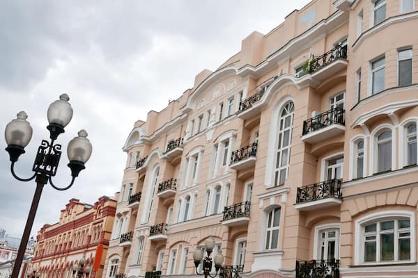 Apartment building at Arbat street in Moscow, Russia