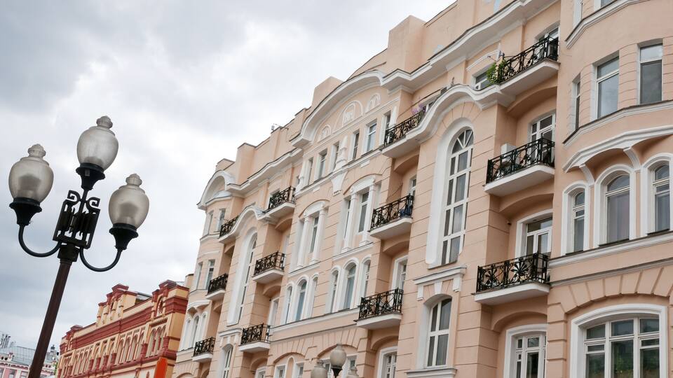 Apartment building at Arbat street in Moscow, Russia