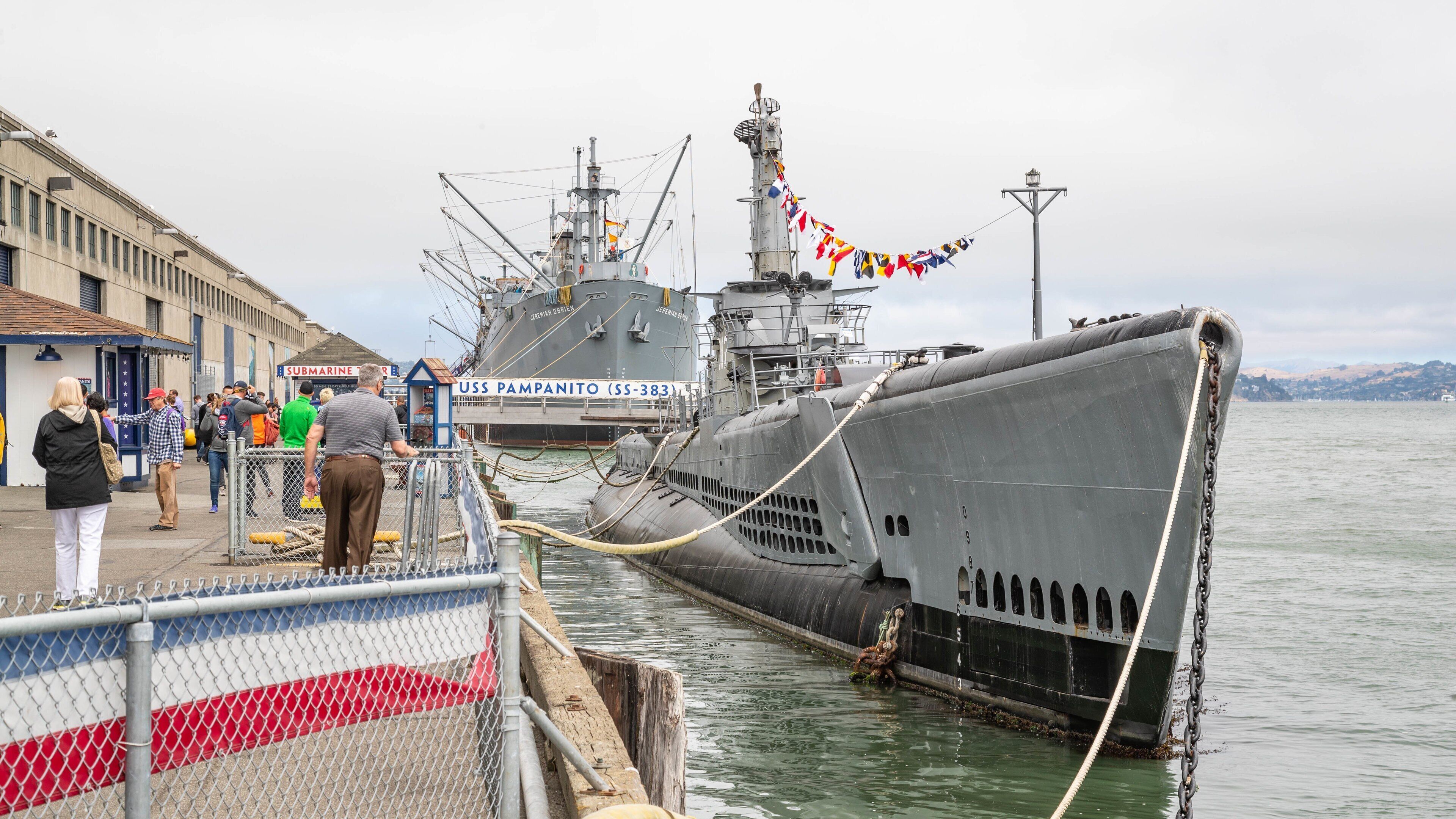 USS Pampanito featuring a marina