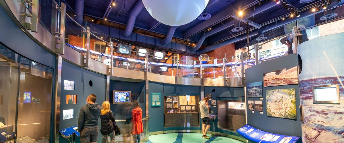 Walt Disney Family Museum which includes interior views as well as a small group of people