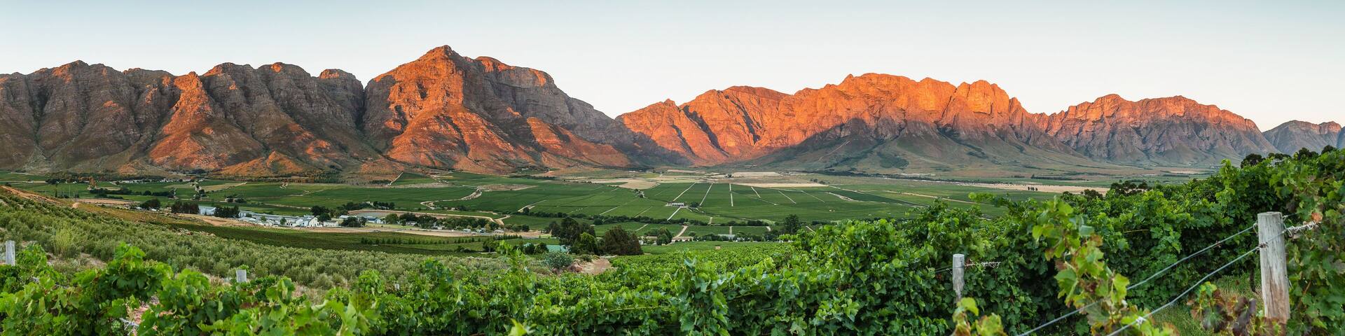 Panoramic View of the Slanghoek Valley near the town of Worcester in the Breede Valley in the Western Cape of South Africa