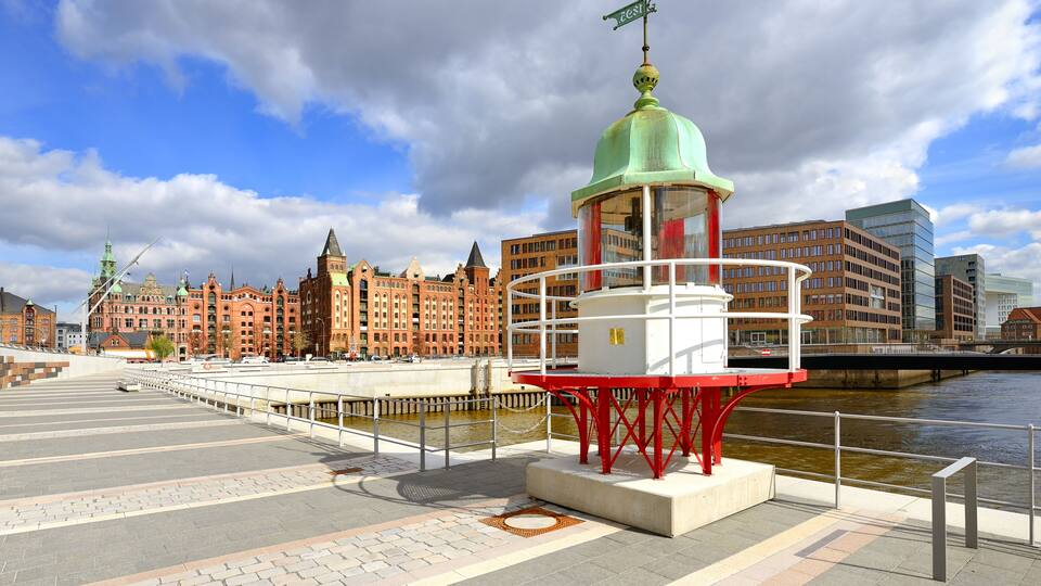 Old beacon in Hamburg Hafencity
