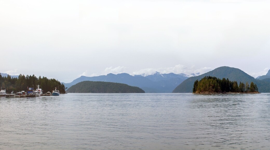 A beautiful view looking out from the West Coast Wilderness Lodge in Edmont, British-Columbia on the Sunshine Coast