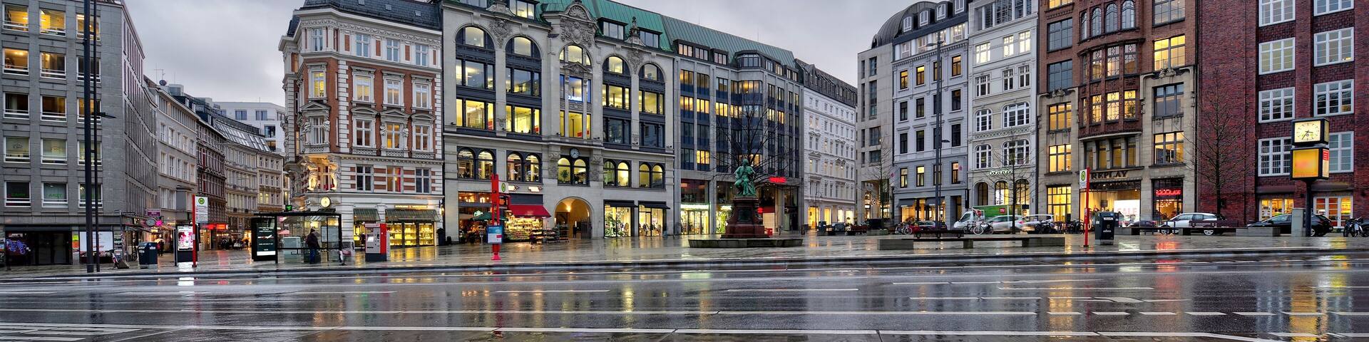 Hamburg - Gänsemarkt bei Regenwetter HD