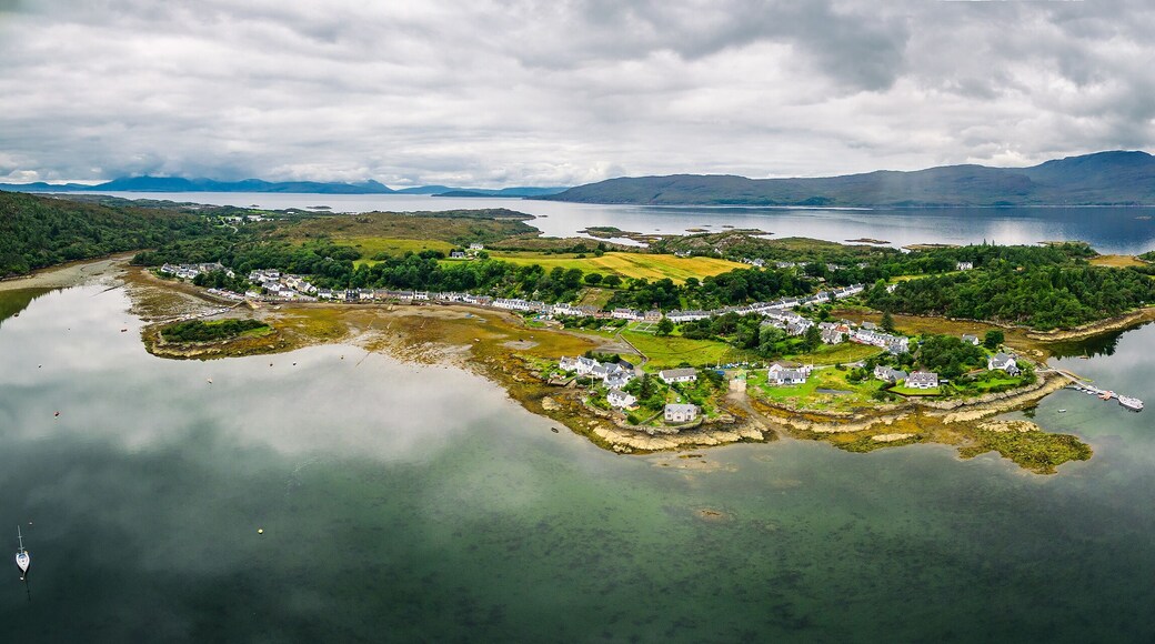 Aerial view of Plockton Village on the Highlands of Scotland