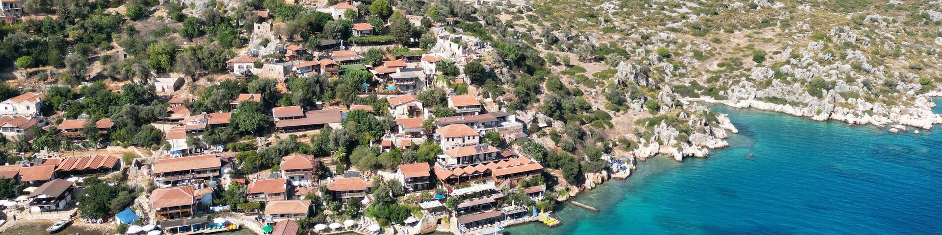 Drone View of Kaleköy, Simena, Kekova, Demre, Antalia, Antalya,Turkey. September 2022