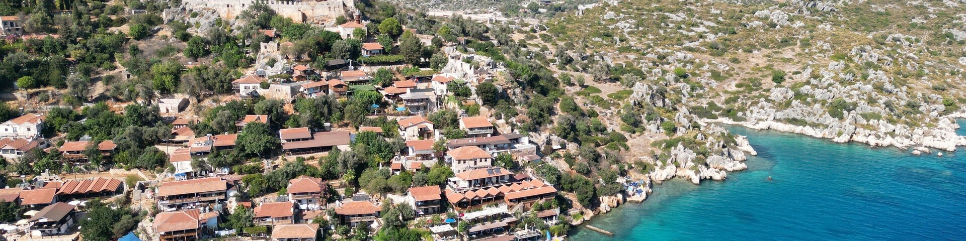Drone View of Kaleköy, Simena, Kekova, Demre, Antalia, Antalya,Turkey. September 2022