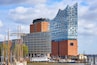 Elbphilharmonie concert hall in Hamurg with the boats marina on the front