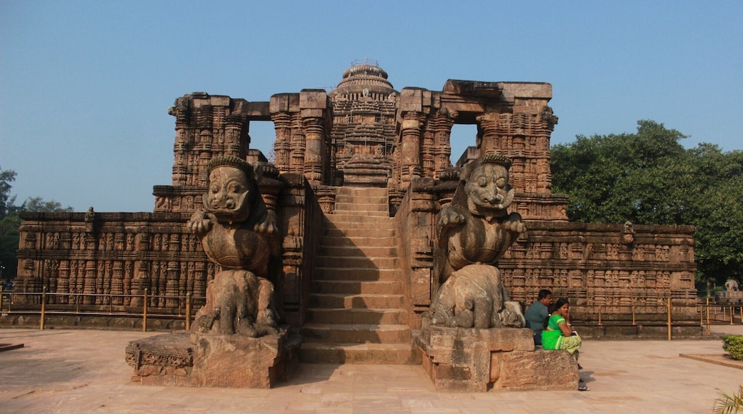 The sun temple at konark. The chariot of the Sun God is carried by 7 might horses who represent the 7 days of the week. It runs on 12 wheels - 6 on each side of the chariot representing the 12 months of the year. Each wheel is divided in 8 thick spokes and 8 thin spokes depicting the praharas or the different time of the day.
Even today the sun dial shows the exact time.