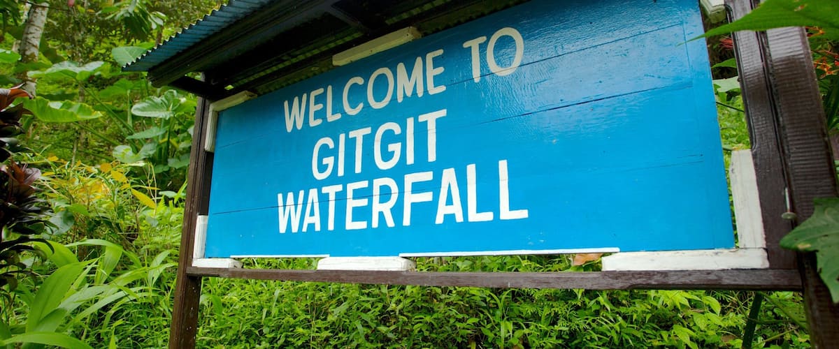 Gitgit Waterfall showing signage