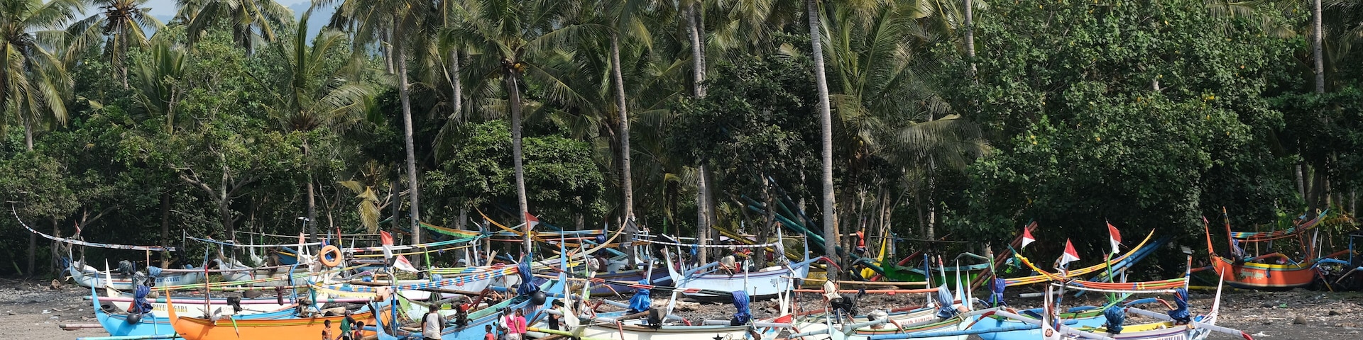 Indonesia Bali Pekutatan - Pantai Medewi - Outrigger fishing boat Medewi Beach