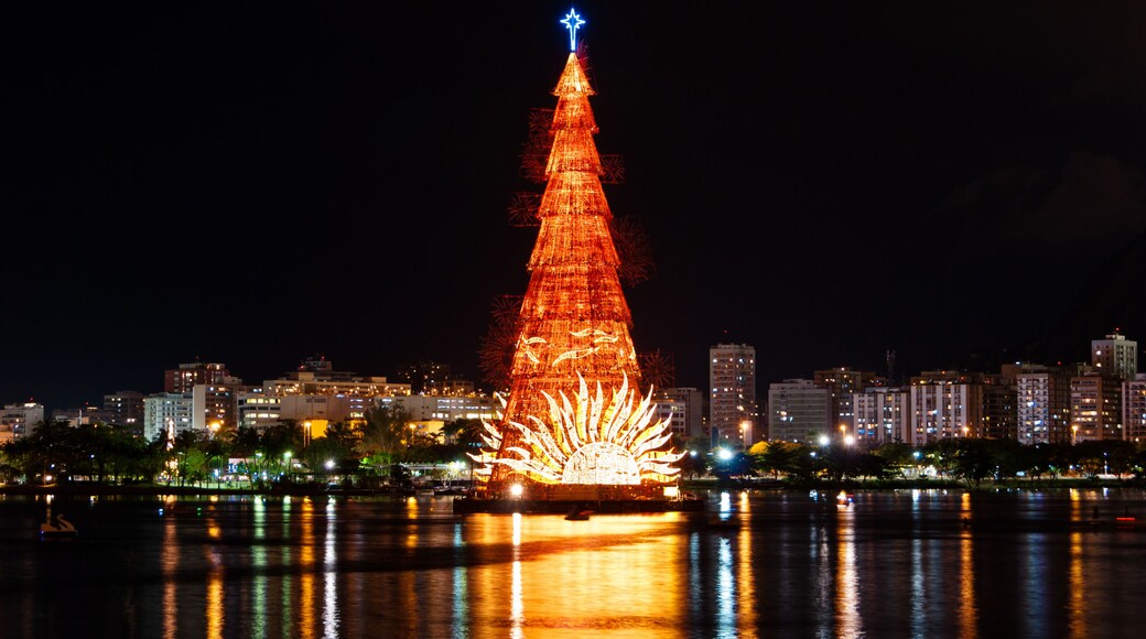 Christmas Tree in the Lake in Rio de Janeiro at Night