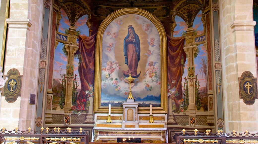 Notre-Dame-kirken som viser innendørs, kirke eller katedral og kunst