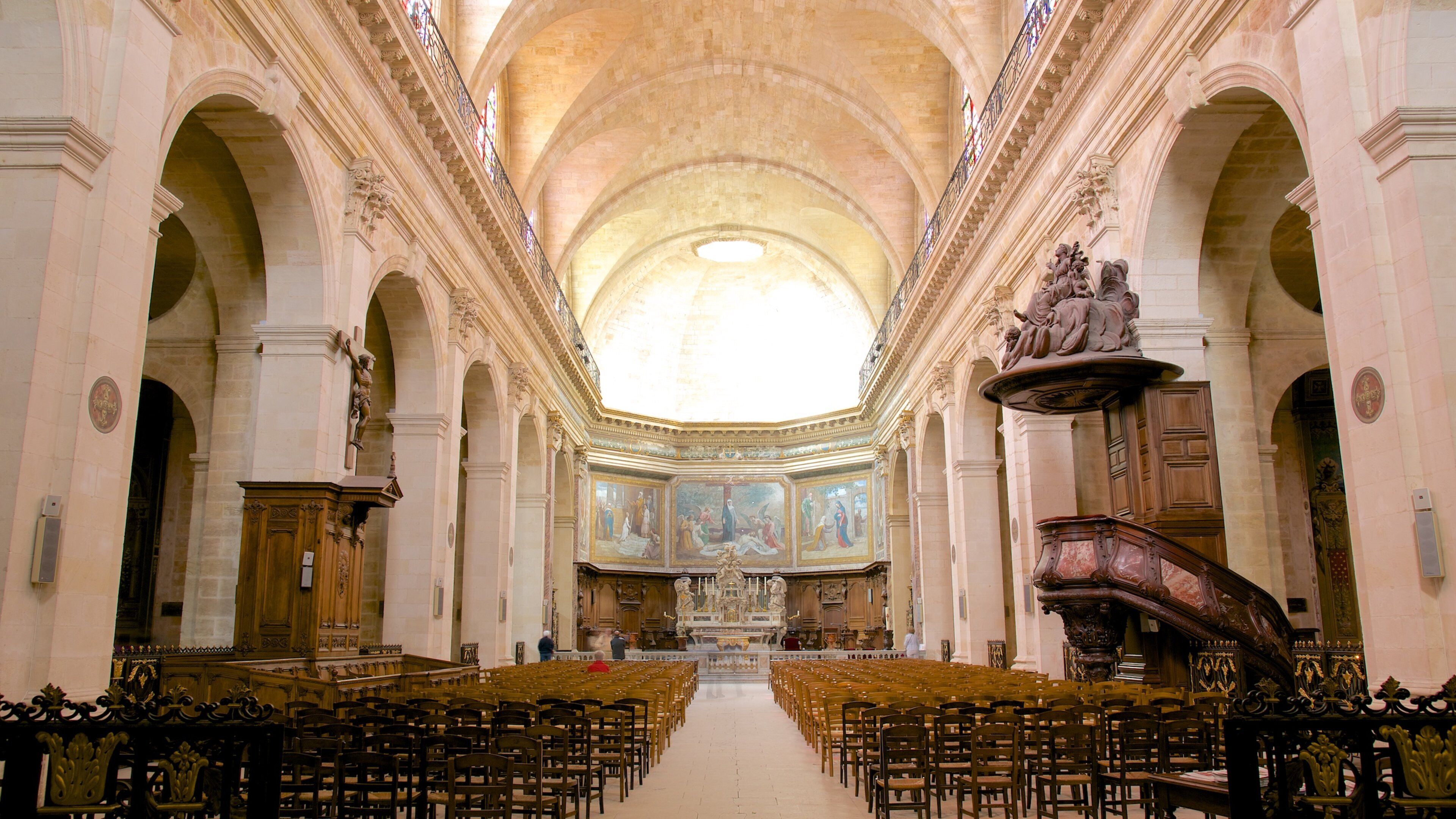 Notre Dame Church featuring interior views and theatre scenes
