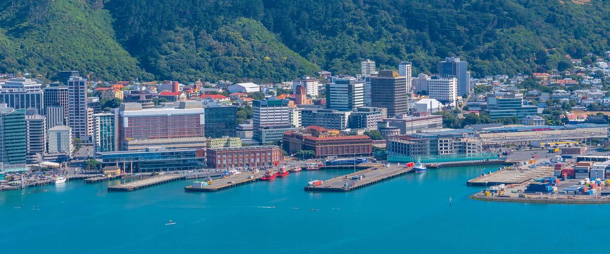 Waterfront of port in Wellington, New Zealand