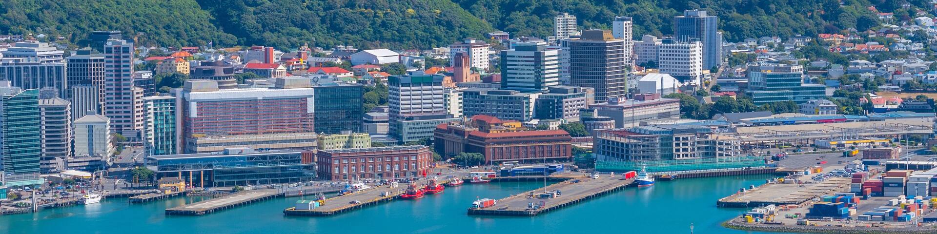 Waterfront of port in Wellington, New Zealand