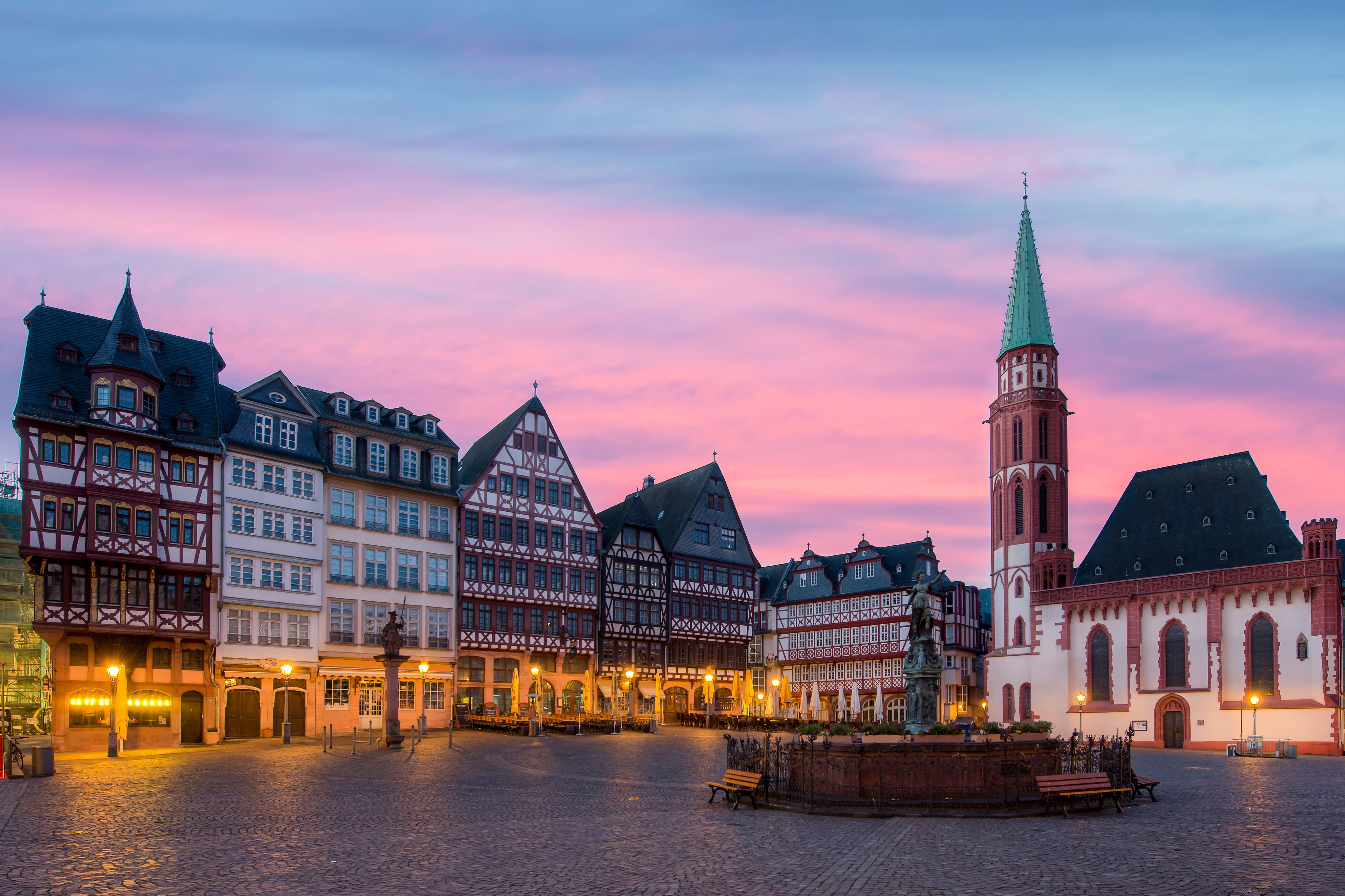 Old town square romerberg in Frankfurt, Germany