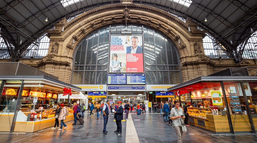 Bahnhofsviertel showing street scenes and signage