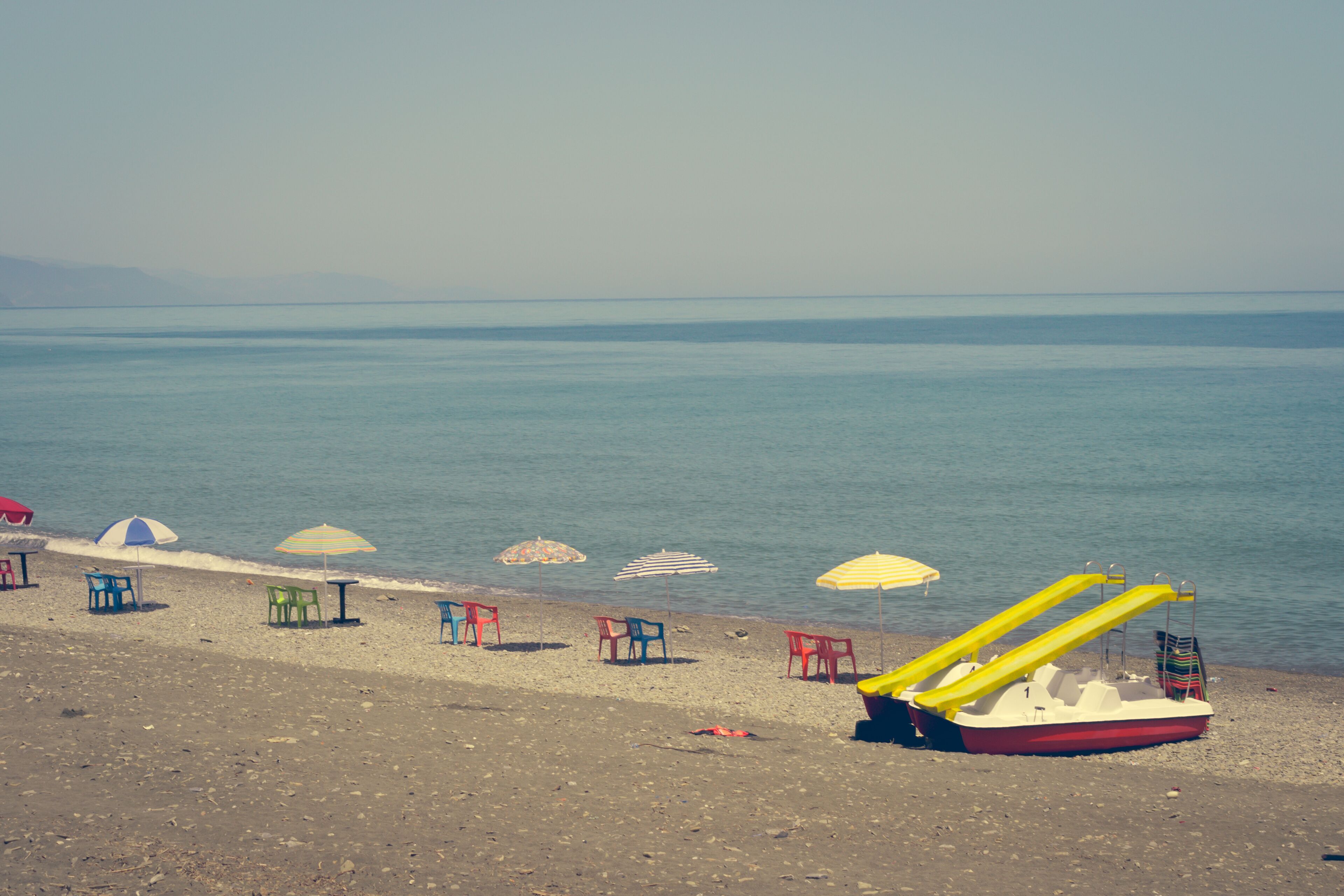 The incredible seascaping view of beach with blue sea in morocco in summer