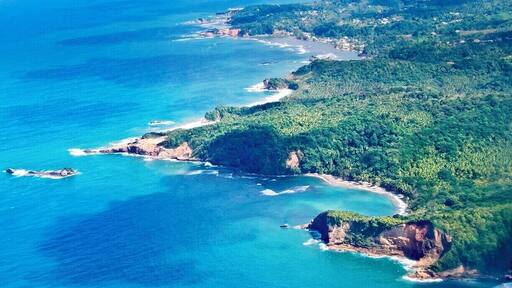 The rough-hewn northern coast of Dominica. The tough coastline and mountainous interior made Dominica unsuitable for large colonial sugar plantations, and it now lays claim to the most pristine wilderness in the Caribbean. So pristine, in fact, that you can still drink water from streams without filtration or purification.