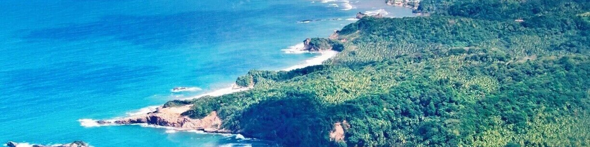 The rough-hewn northern coast of Dominica.  The tough coastline and mountainous interior made Dominica unsuitable for large colonial sugar plantations, and it now lays claim to the most pristine wilderness in the Caribbean.  So pristine, in fact, that you can still drink water from streams without filtration or purification.