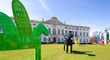 National Library of Poland which includes outdoor art and a park