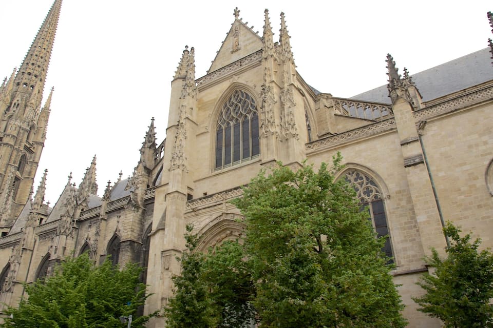 A Gothic cathedral with intricate spires and large stained glass windows.
