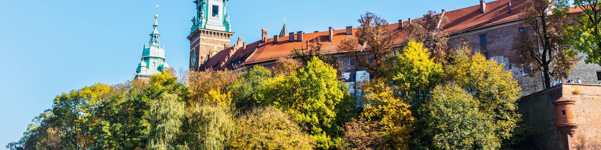 General view of Wawel Castle in sunny day. Residency located in central Kraków, Poland. For centuries residence of kings and the symbol of Polish statehood.