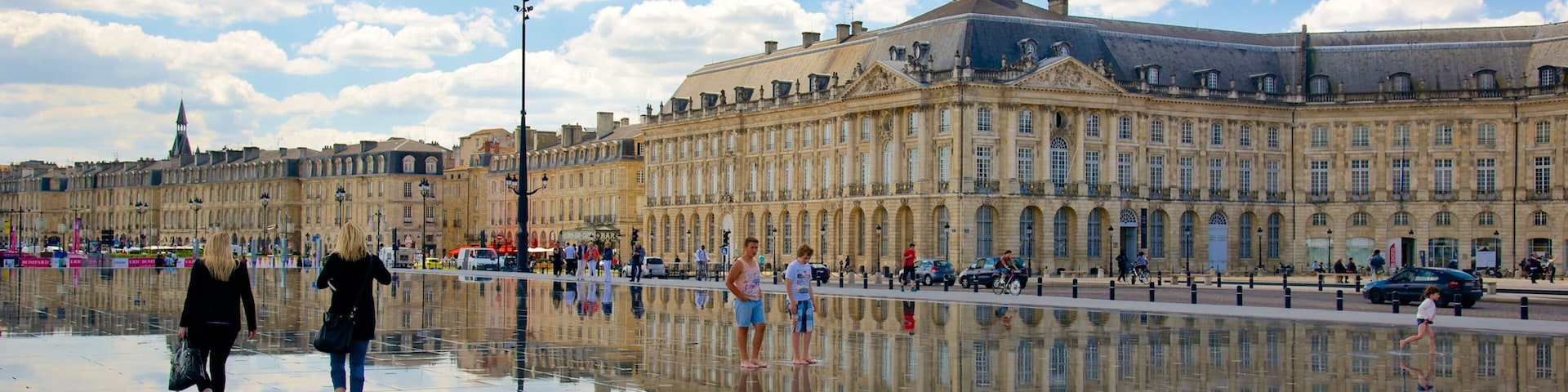 Burdeos mostrando un parque o plaza, patrimonio de arquitectura y un hotel