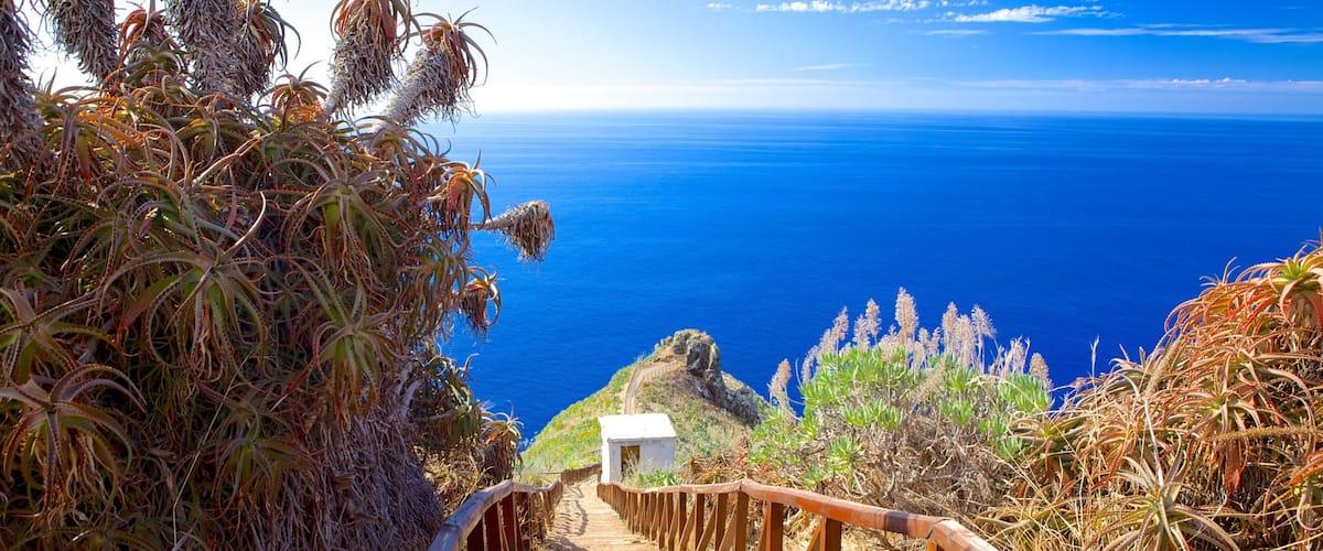 Ponta da Oliveira showing landscape views and general coastal views
