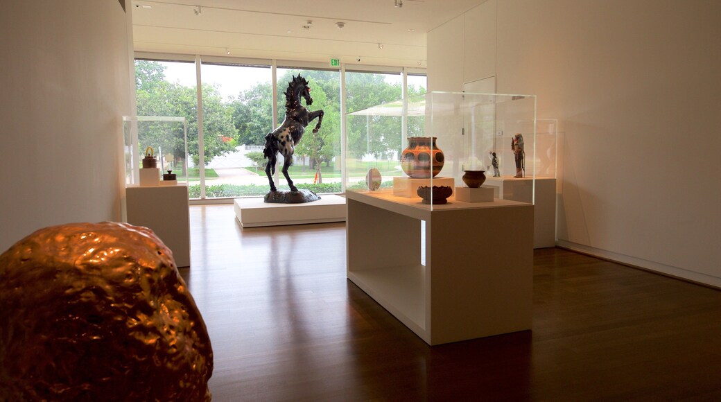 Fred Jones Jr. Museum of Art showing interior views, a statue or sculpture and art
