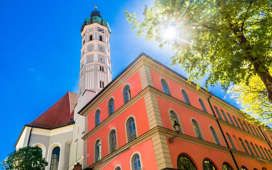 View on St. Jakob Parish Church in the city of Dachau next to Munich - Germany