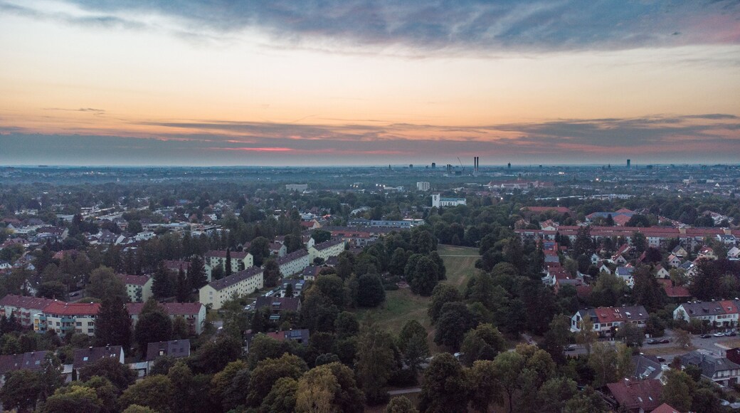 Train tracks through German forest near Munich aerial drone view fotage
