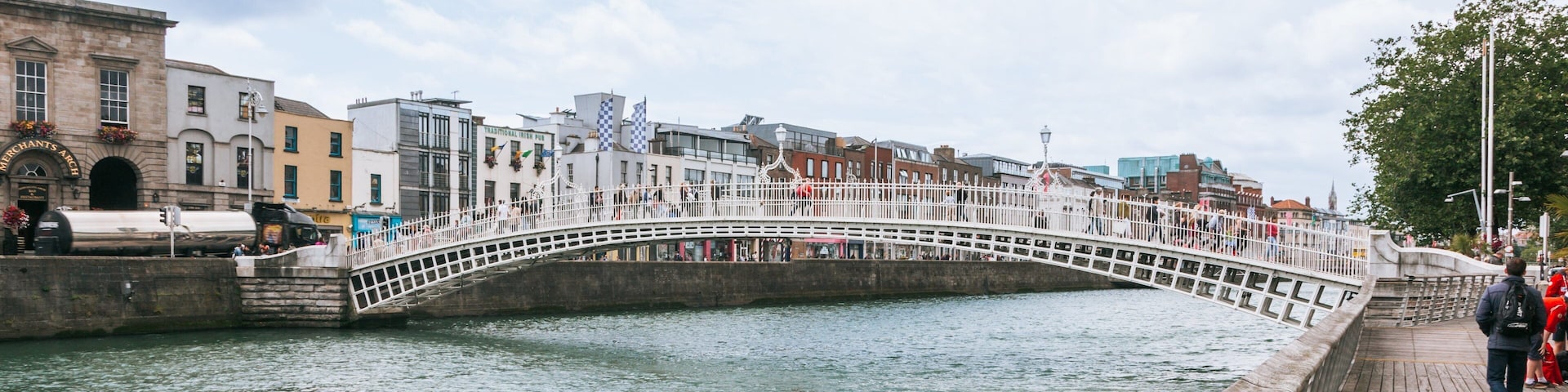 Ha\' Penny Bridge featuring a river or creek and a bridge