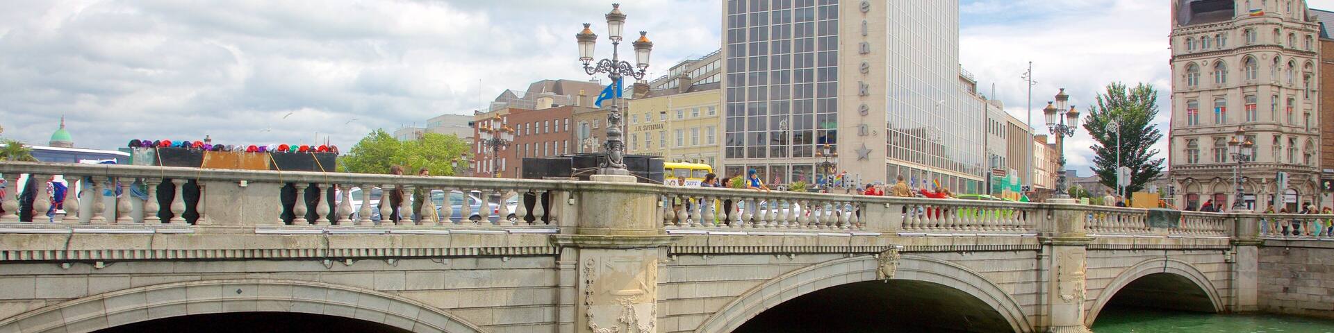 O\'Connell Bridge featuring a city, a river or creek and a bridge