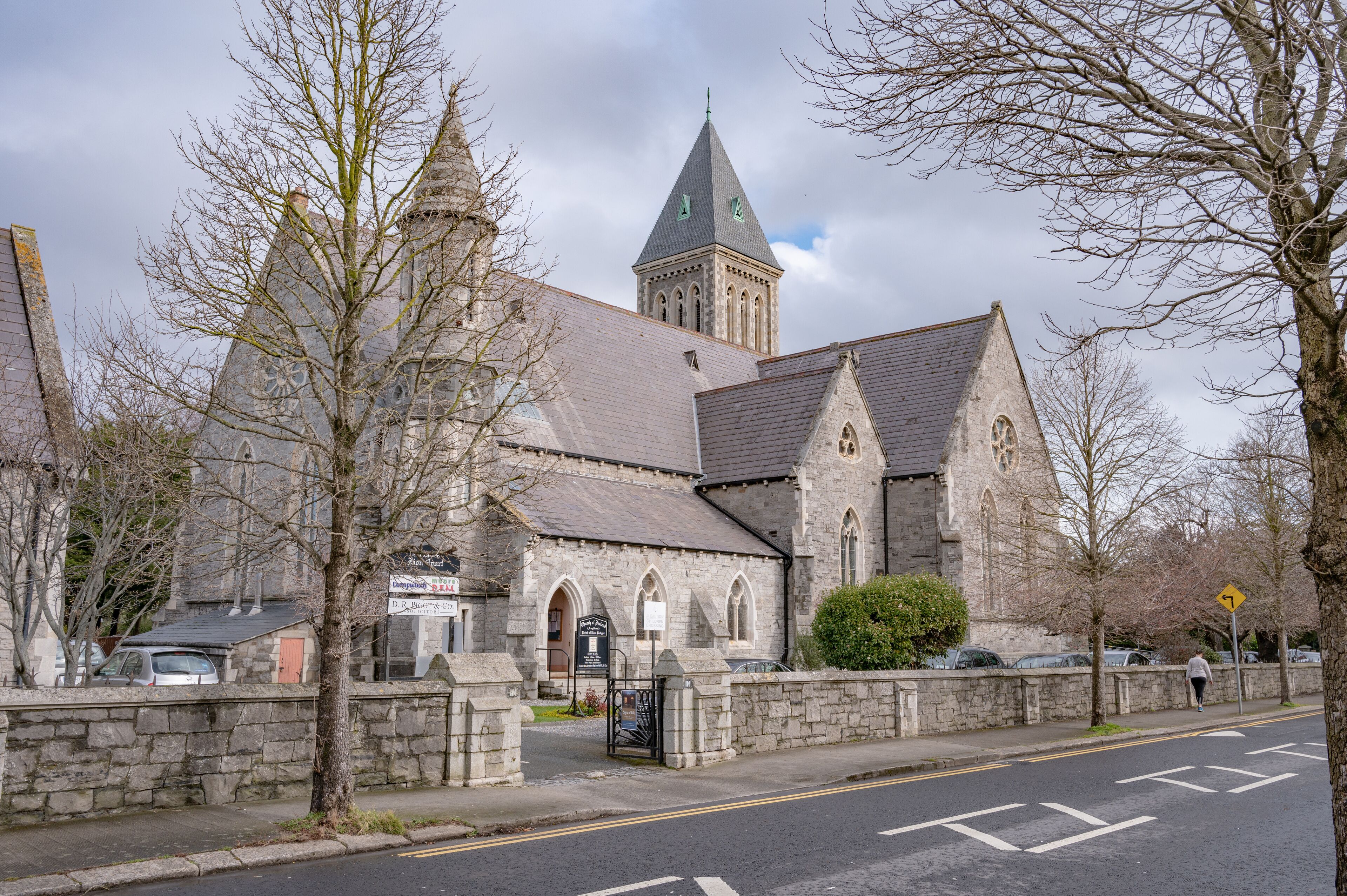 Dublin March 2022: Christ Church Rathgar (CCR) stands at a busy crossroads on the south side of Dublin, the capital city of Ireland.