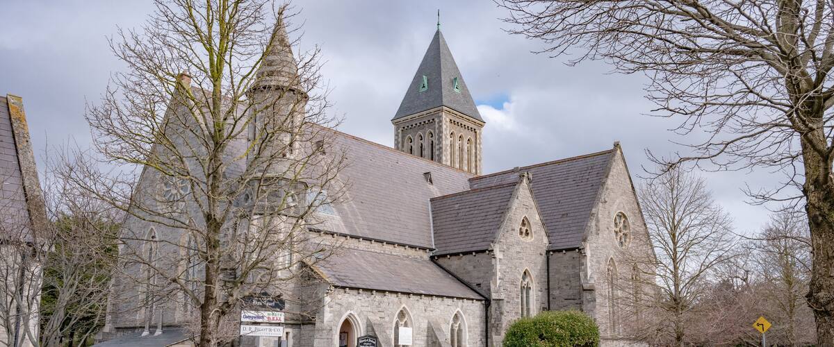 Dublin March 2022: Christ Church Rathgar (CCR) stands at a busy crossroads on the south side of Dublin, the capital city of Ireland.